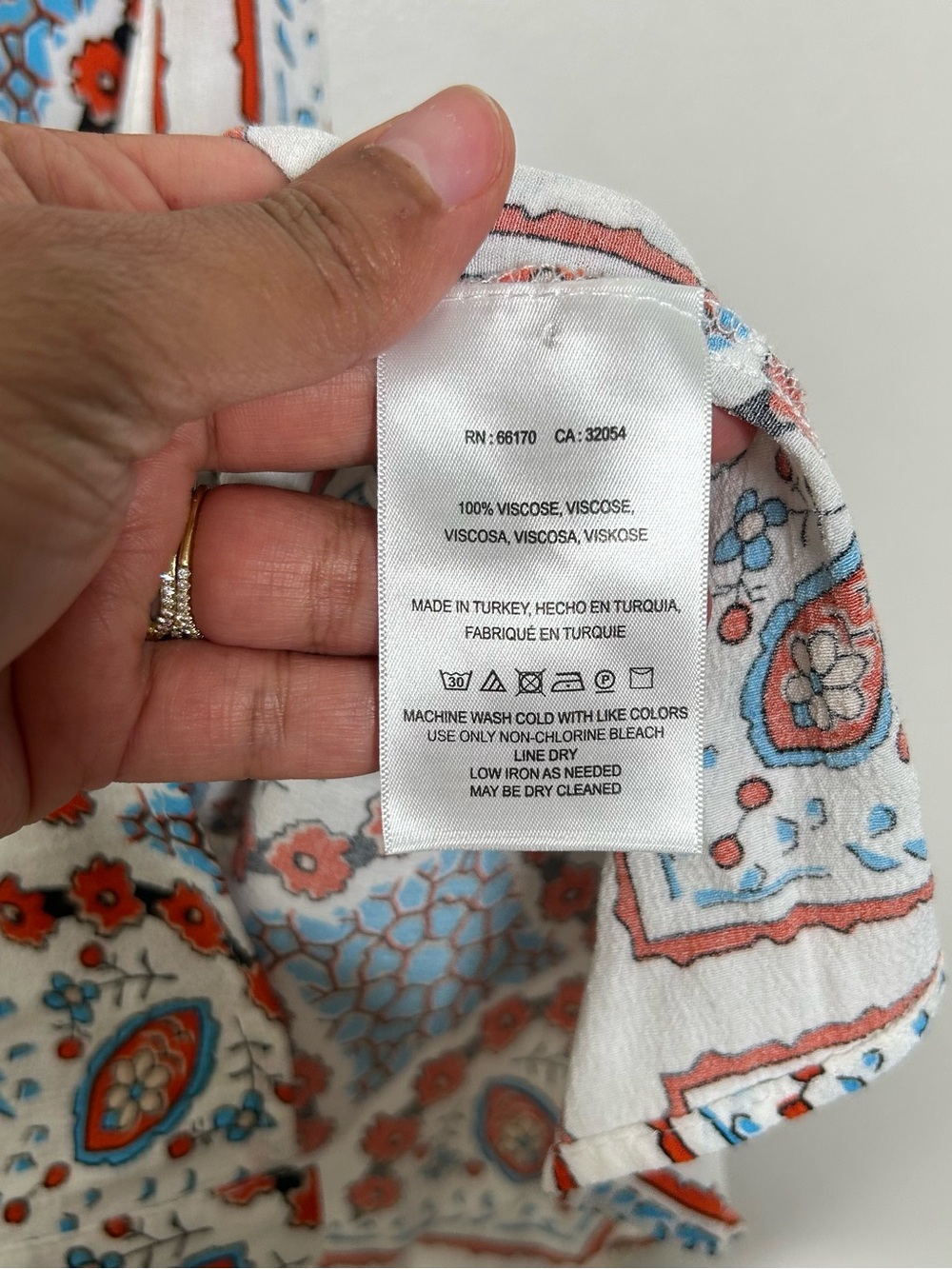 Anthropologie White Midi Dress with Rust and Light Blue Pattern - Picture 5 of 7